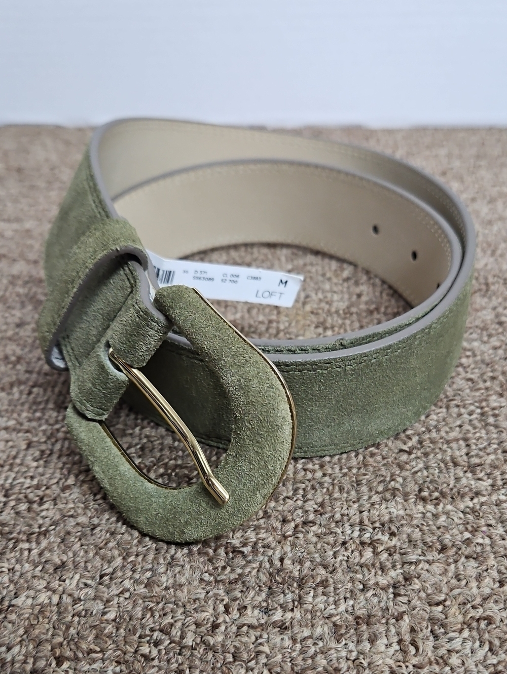 Loft Vintage Olive Green Suede Leather Belt Sz Med New